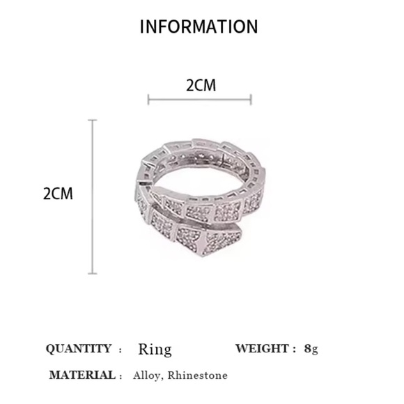 Serpenti Silver Crystal Adjustable Ring - Picture 5 of 12